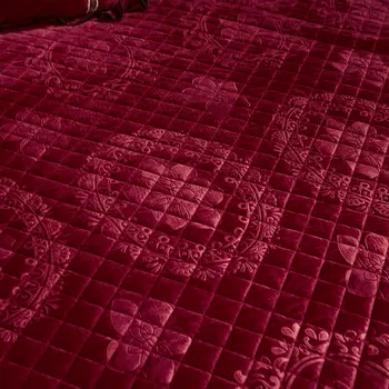 Európska Výšivky, Čipky Velvet prehoz cez posteľ Prehrabať Kráľovná Dvojité Plastický Prešívaný Bavlnou Posteľ Kryt Kráľ 3ks Mäkké Nastaviť Bedskirt Teplé