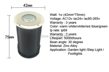 (10pcs/lot) 1W Mini LED Podzemné Lampy Pochovaný Svietidlá Ip68 Dia 62mm LED Vonkajšie Lampy Nepremokavé 12V ALEBO AC85-265V Krok Svetlá