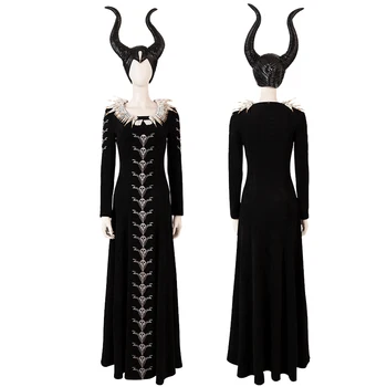 Dospelé Ženy Maleficent Cosplay Kostým Oblečenie Halloween Maškaráda Strany Plné Rekvizít Oblek