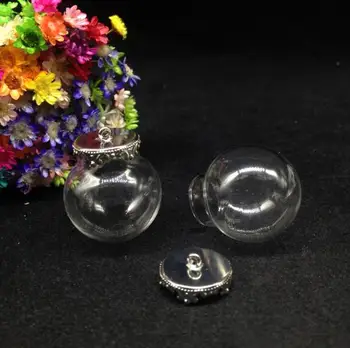 100sets/veľa 25*15 mm sklo svete orb s kvetinou zásobník nálezy skla bublina DIY ampulka prívesok sklenený kryt dome náhrdelník šperky