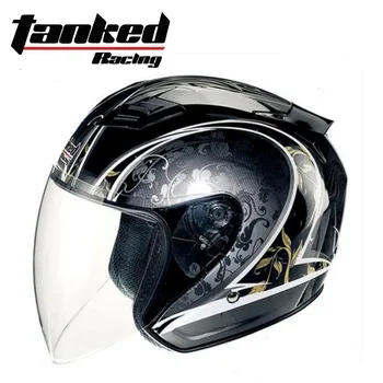 2017 Zimné Nové Tanked Racing 3/4 Otvorenie tvár motocyklové prilby Dvojité objektív motorky prilby mad ABS a PC Clonu objektívu